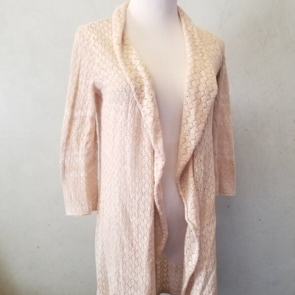 AVA cream lightly striped cardigan women's size Small - Picture 4 of 8